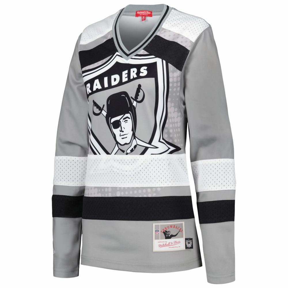 Las Vegas Raiders Women's Big Face 7.0 Long Sleeve Jersey T-Shirt - Silver T-shirts
