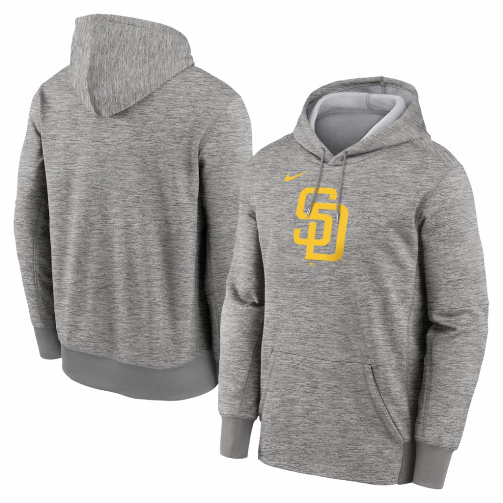 San Diego Padres Nike Primary Logo Therma Hoodie - Heather Gray Hoodies