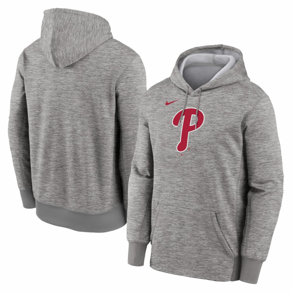 Philadelphia Phillies Nike Primary Logo Therma Hoodie - Heather Gray Hoodies