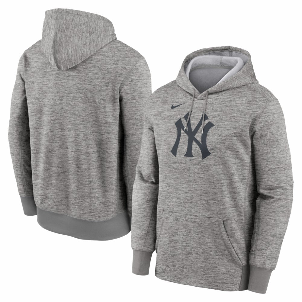 New York Yankees Nike Primary Logo Therma Hoodie - Heather Gray Hoodies