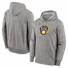 Milwaukee Brewers Nike Primary Logo Therma Hoodie - Heather Gray Hoodies