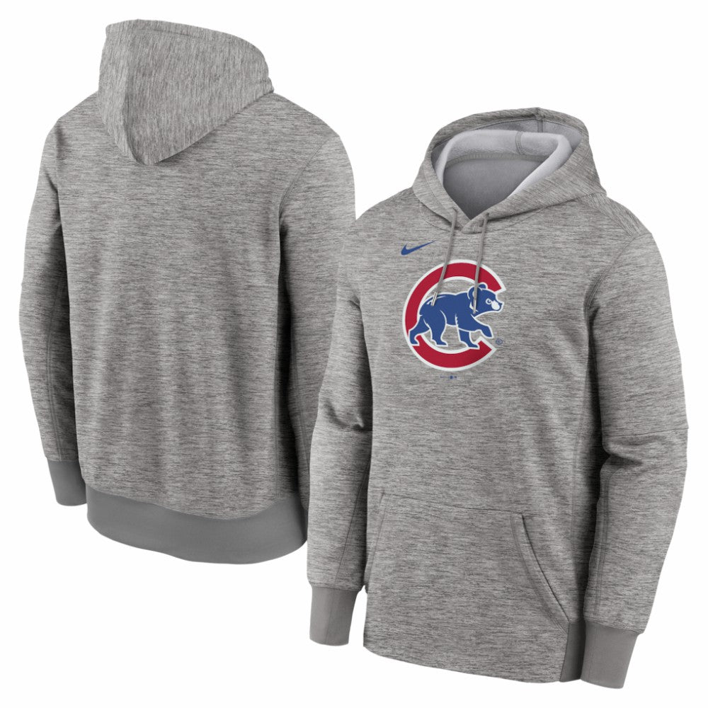 Chicago Cubs Nike Primary Logo Therma Hoodie - Heather Gray Hoodies
