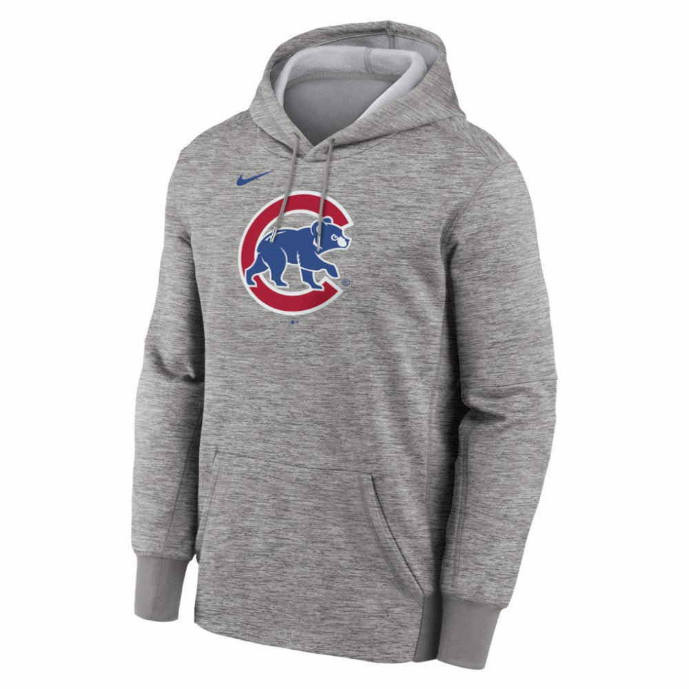 Chicago Cubs Nike Primary Logo Therma Hoodie - Heather Gray Hoodies