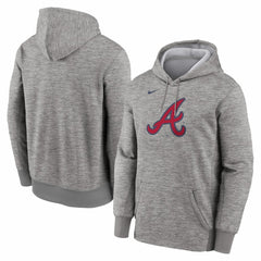 Atlanta Braves Nike Primary Logo Therma Hoodie - Heather Gray Hoodies