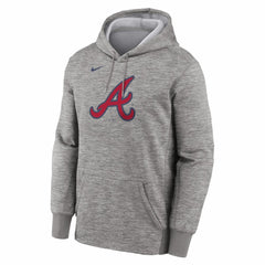 Atlanta Braves Nike Primary Logo Therma Hoodie - Heather Gray Hoodies