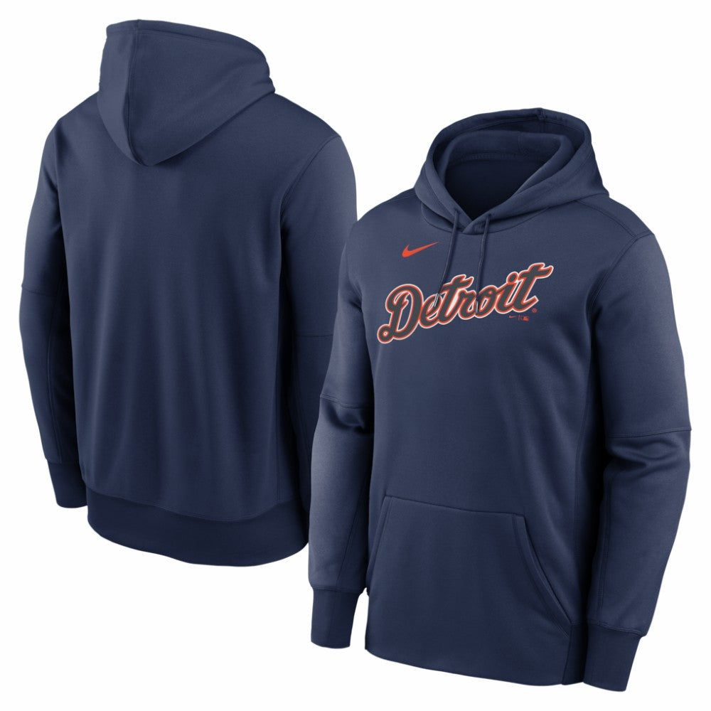 Detroit Tigers Nike Primary Wordmark Therma Hoodie - Navy Hoodies