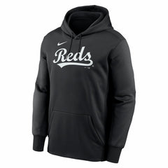 Cincinnati Reds Nike Primary Wordmark Therma Hoodie - Black Hoodies