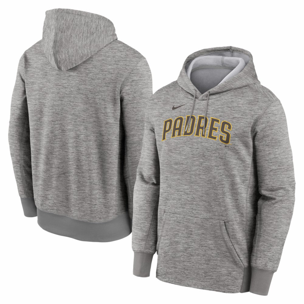 San Diego Padres Nike Primary Wordmark Therma Hoodie - Heather Gray Hoodies