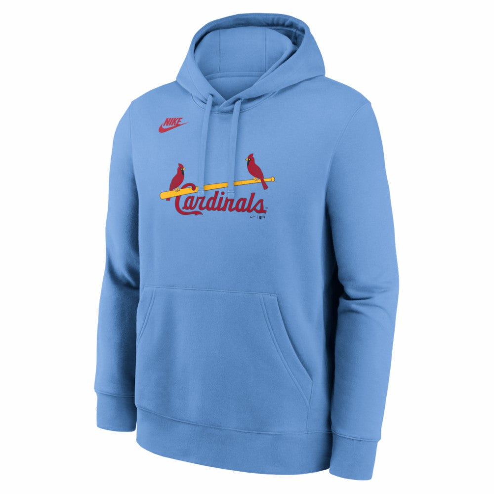 St. Louis Cardinals Nike Cooperstown Collection Wordmark Club Hoodie - Light Blue Hoodies