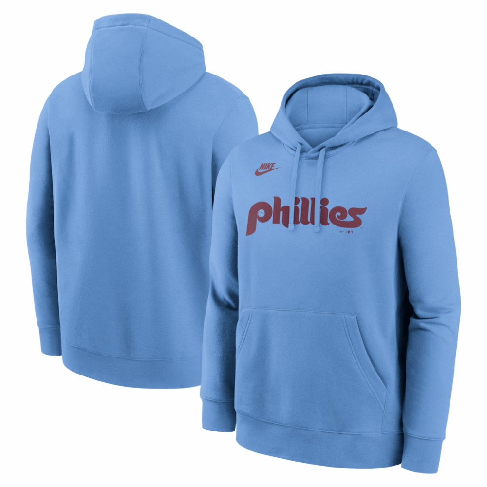 Philadelphia Phillies Nike Cooperstown Collection Wordmark Club Hoodie - Light Blue Hoodies