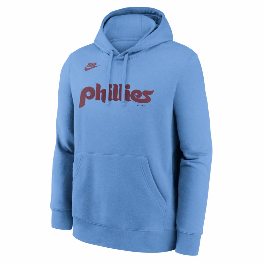Philadelphia Phillies Nike Cooperstown Collection Wordmark Club Hoodie - Light Blue Hoodies