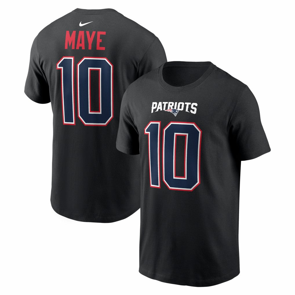 Drake Maye New England Patriots Carbon Name & Number T-Shirt - Black T-shirts