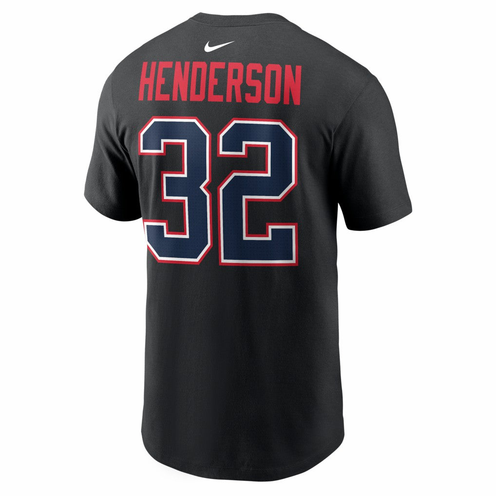 TreVeyon Henderson New England Patriots Carbon Name & Number T-Shirt - Black T-shirts