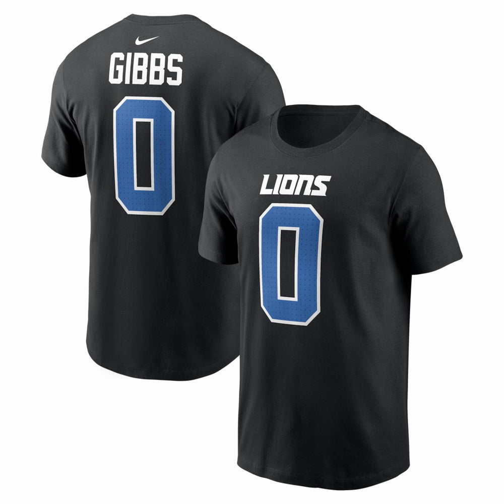 Jahmyr Gibbs Detroit Lions Carbon Name & Number T-Shirt - Black T-shirts