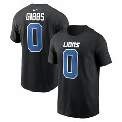 Jahmyr Gibbs Detroit Lions Carbon Name & Number T-Shirt - Black T-shirts