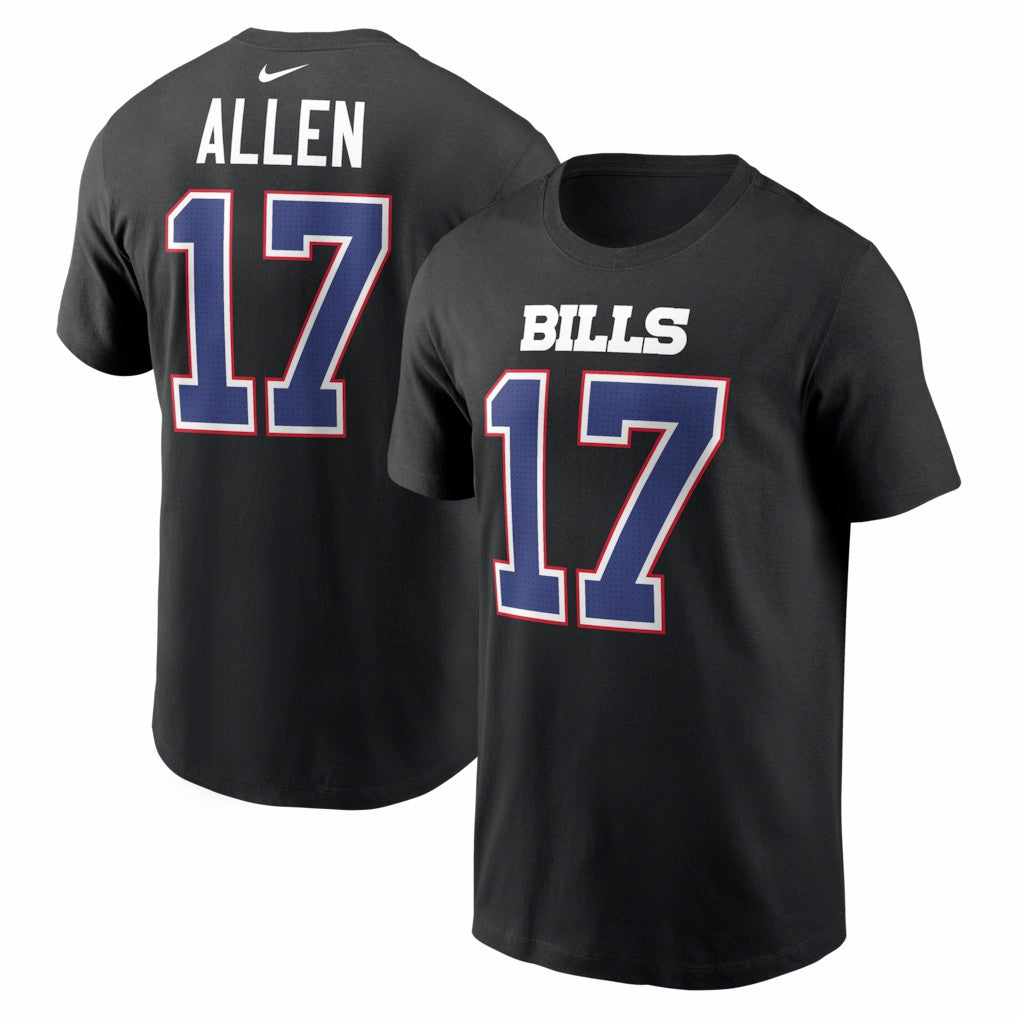 Josh Allen Buffalo Bills Carbon Name & Number T-Shirt - Black T-shirts
