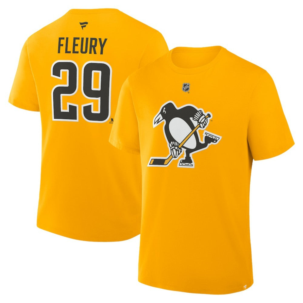 Marc-Andre Fleury Pittsburgh Penguins Fanatics Authentic Stack Name & Number T-Shirt - Gold | US 2001808242