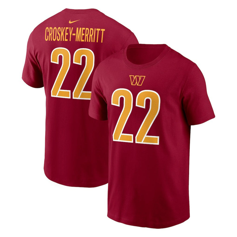 Jacory Croskey-Merritt Washington Commanders Player Name & Number T-Shirt - Burgundy T-shirts