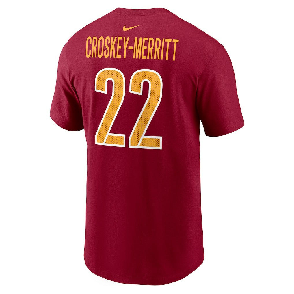 Jacory Croskey-Merritt Washington Commanders Player Name & Number T-Shirt - Burgundy T-shirts