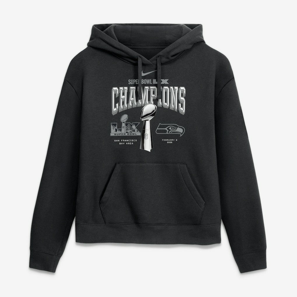 Seattle Seahawks Women's Super Bowl LX Champions Locker Room Trophy Collection Hoodie - Black Hoodies