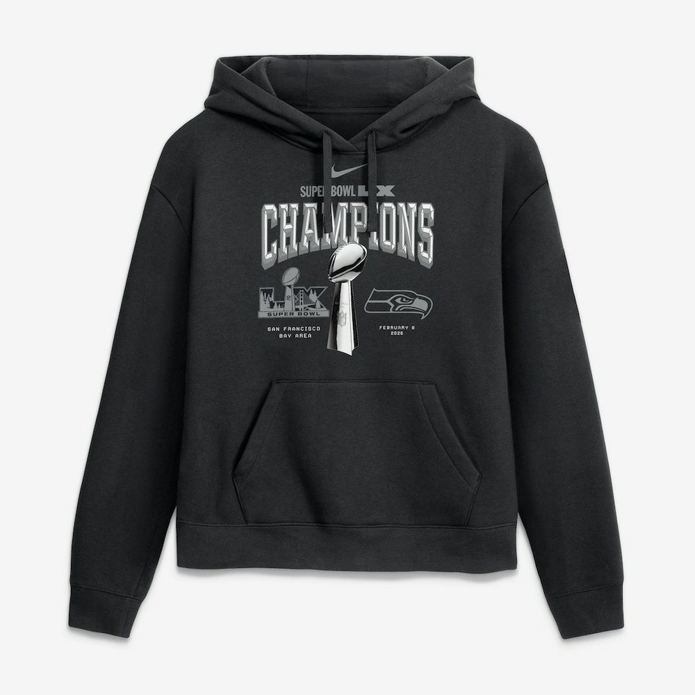Seattle Seahawks Women's Super Bowl LX Champions Locker Room Trophy Collection Hoodie - Black Hoodies