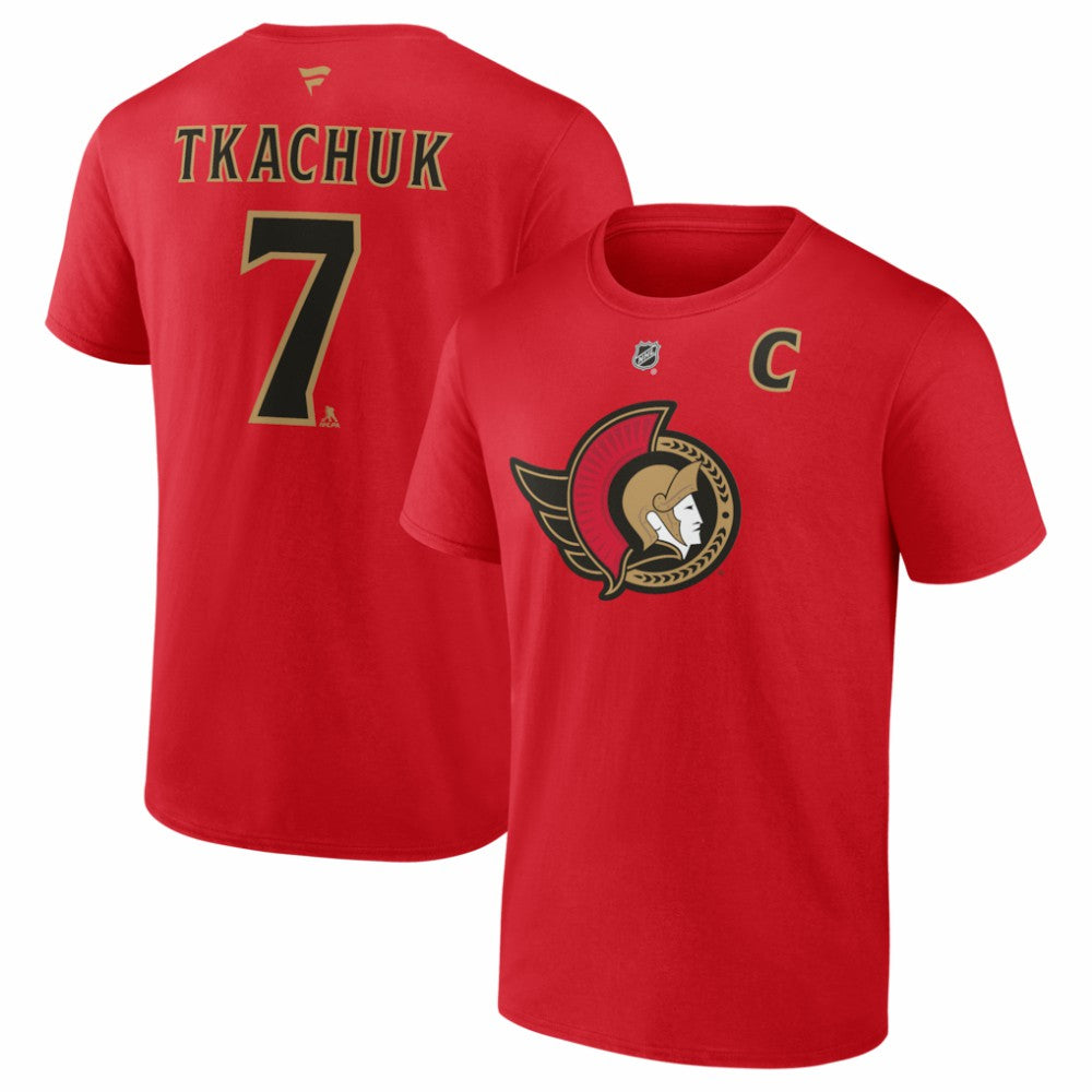 Brady Tkachuk Ottawa Senators Fanatics Captain's Patch Authentic Stack Name & Number T-Shirt - Red | US 2001824645