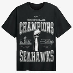Seattle Seahawks Super Bowl LX Champions Locker Room Trophy Collection Authentic T-Shirt - Black T-shirts