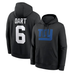 Jaxson Dart New York Giants Player Name & Number Fleece Hoodie - Black Hoodies