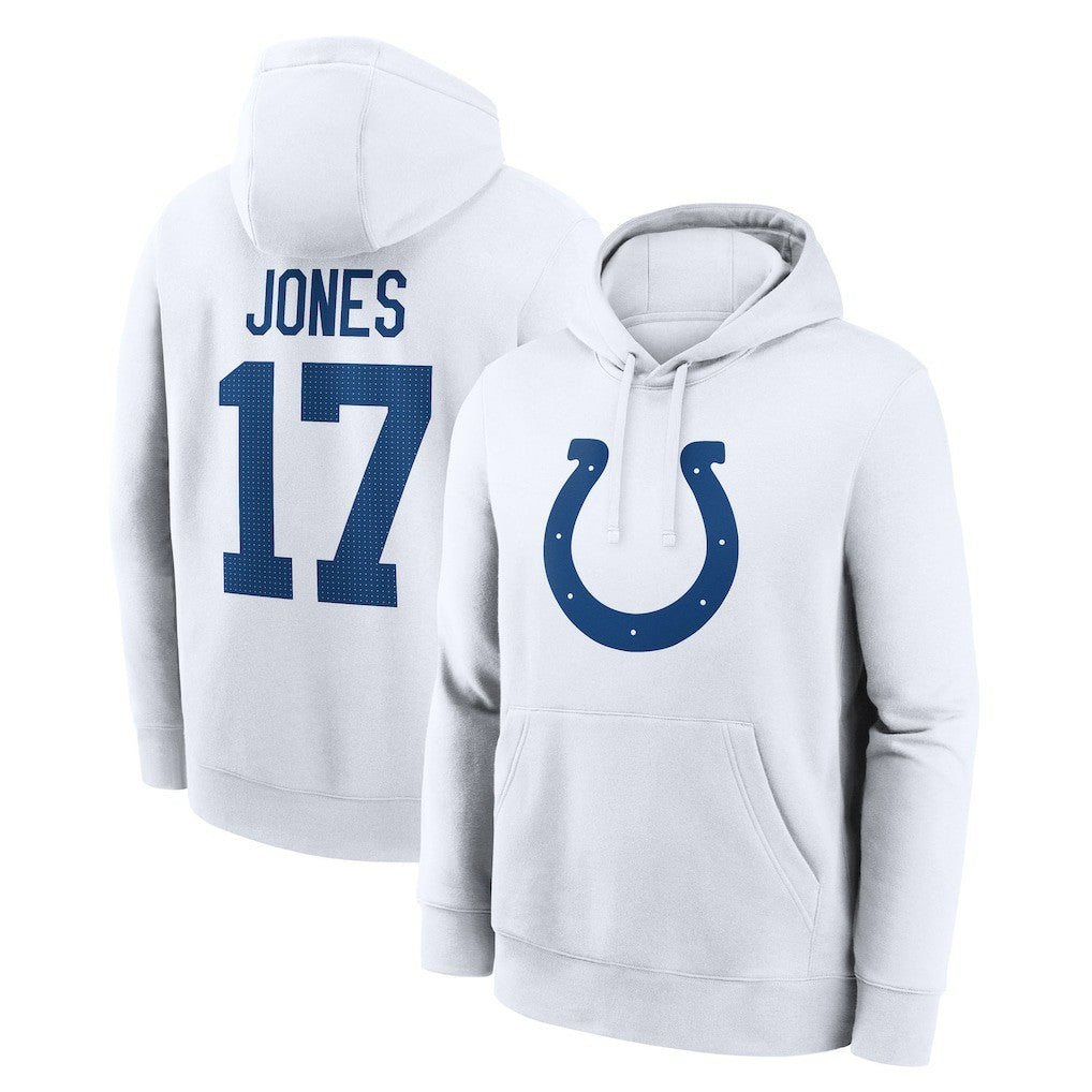 Daniel Jones Indianapolis Colts Player Name & Number Fleece Hoodie - White Hoodies