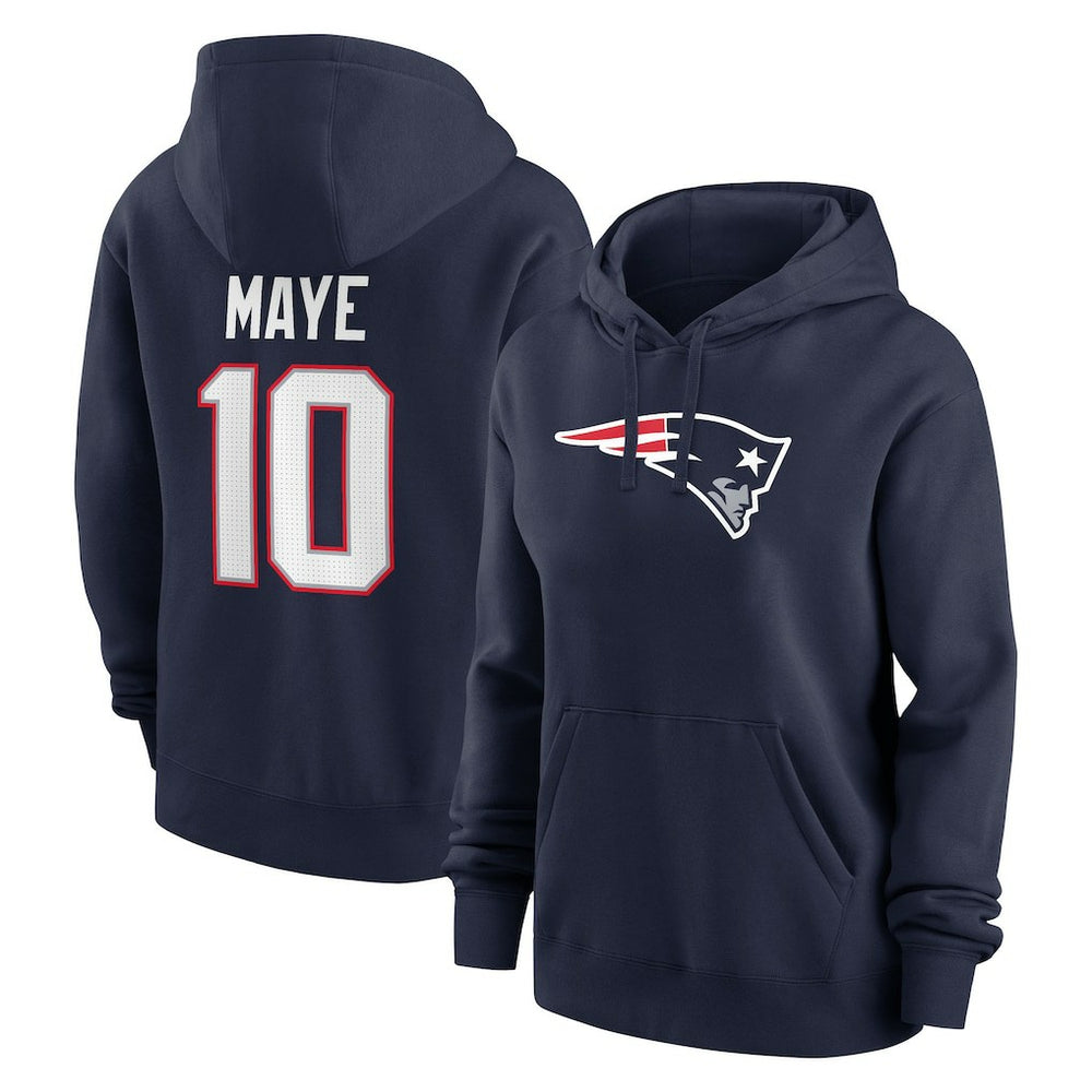 Drake Maye New England Patriots Women's Player Name & Number Fleece Hoodie - Navy Hoodies