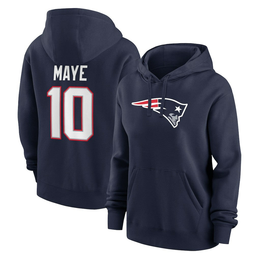 Drake Maye New England Patriots Women's Player Name & Number Fleece Hoodie - Navy Hoodies
