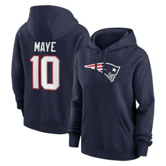 Drake Maye New England Patriots Women's Player Name & Number Fleece Hoodie - Navy Hoodies