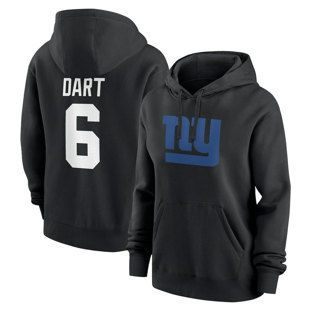 Jaxson Dart New York Giants Women's Player Name & Number Fleece Hoodie - Black Hoodies