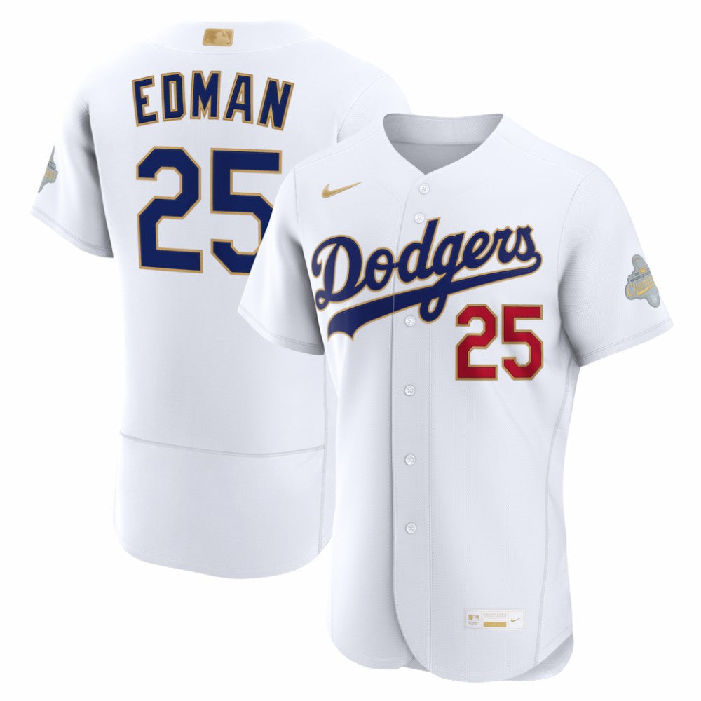 Tommy Edman Los Angeles Dodgers Nike 2026 Gold Collection Authentic Jersey - White Jerseys