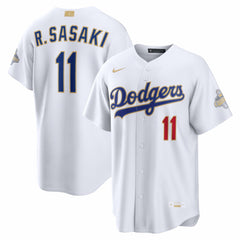 Roki Sasaki Los Angeles Dodgers Nike 2026 Gold Collection Stadium Jersey - White Jerseys