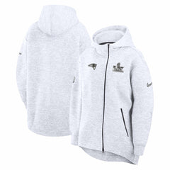 New England Patriots Women's Super Bowl LX Opening Night Tech Fleece Full-Zip Hoodie - Heather Gray Hoodies