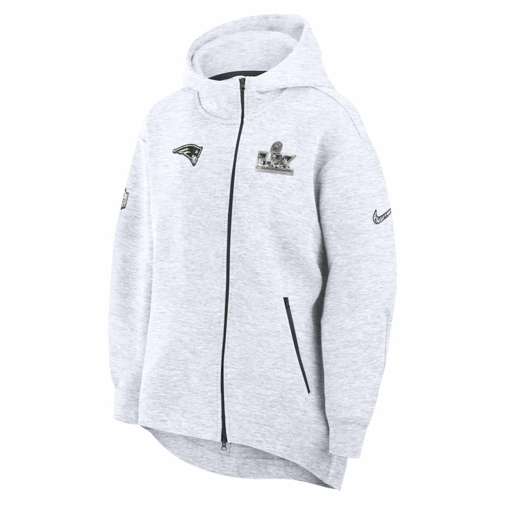 New England Patriots Women's Super Bowl LX Opening Night Tech Fleece Full-Zip Hoodie - Heather Gray Hoodies