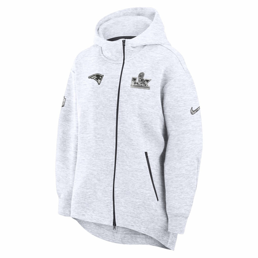 New England Patriots Women's Super Bowl LX Opening Night Tech Fleece Full-Zip Hoodie - Heather Gray Hoodies