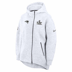 New England Patriots Women's Super Bowl LX Opening Night Tech Fleece Full-Zip Hoodie - Heather Gray Hoodies