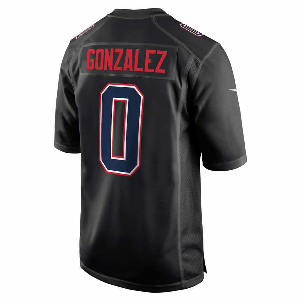 Christian Gonzalez New England Patriots Super Bowl LX Patch Carbon Fashion Game Jersey - Black Jerseys