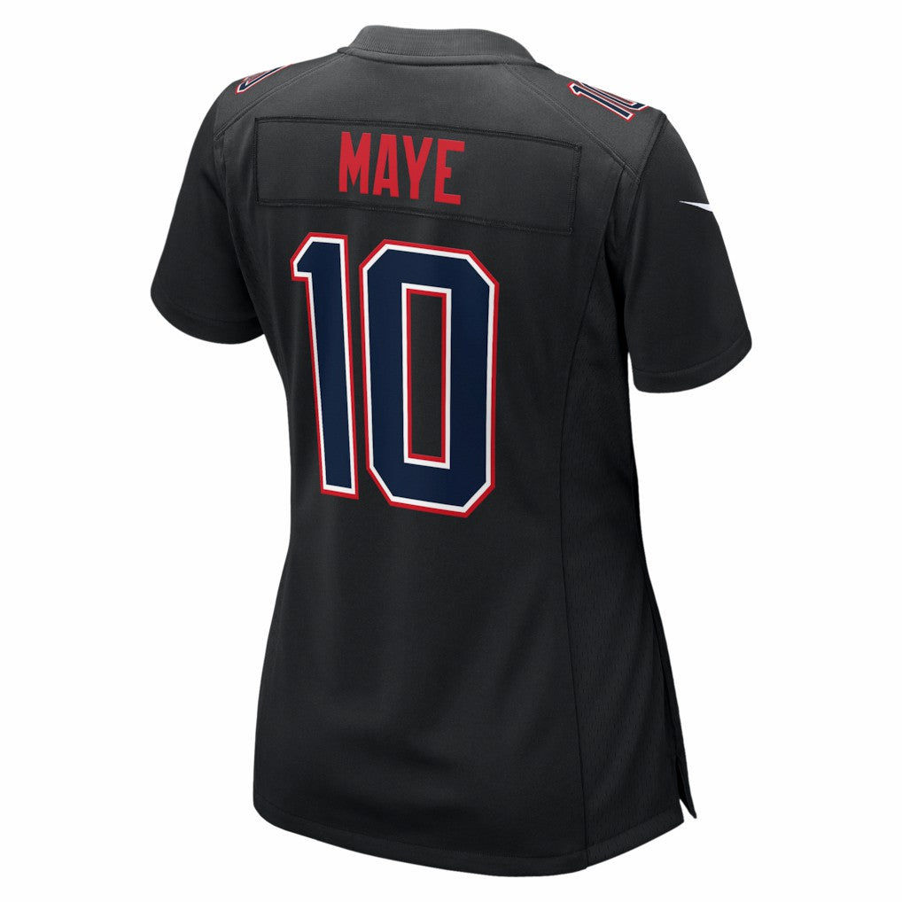 Drake Maye New England Patriots Women's Super Bowl LX Patch Carbon Fashion Game Jersey - Black Jerseys