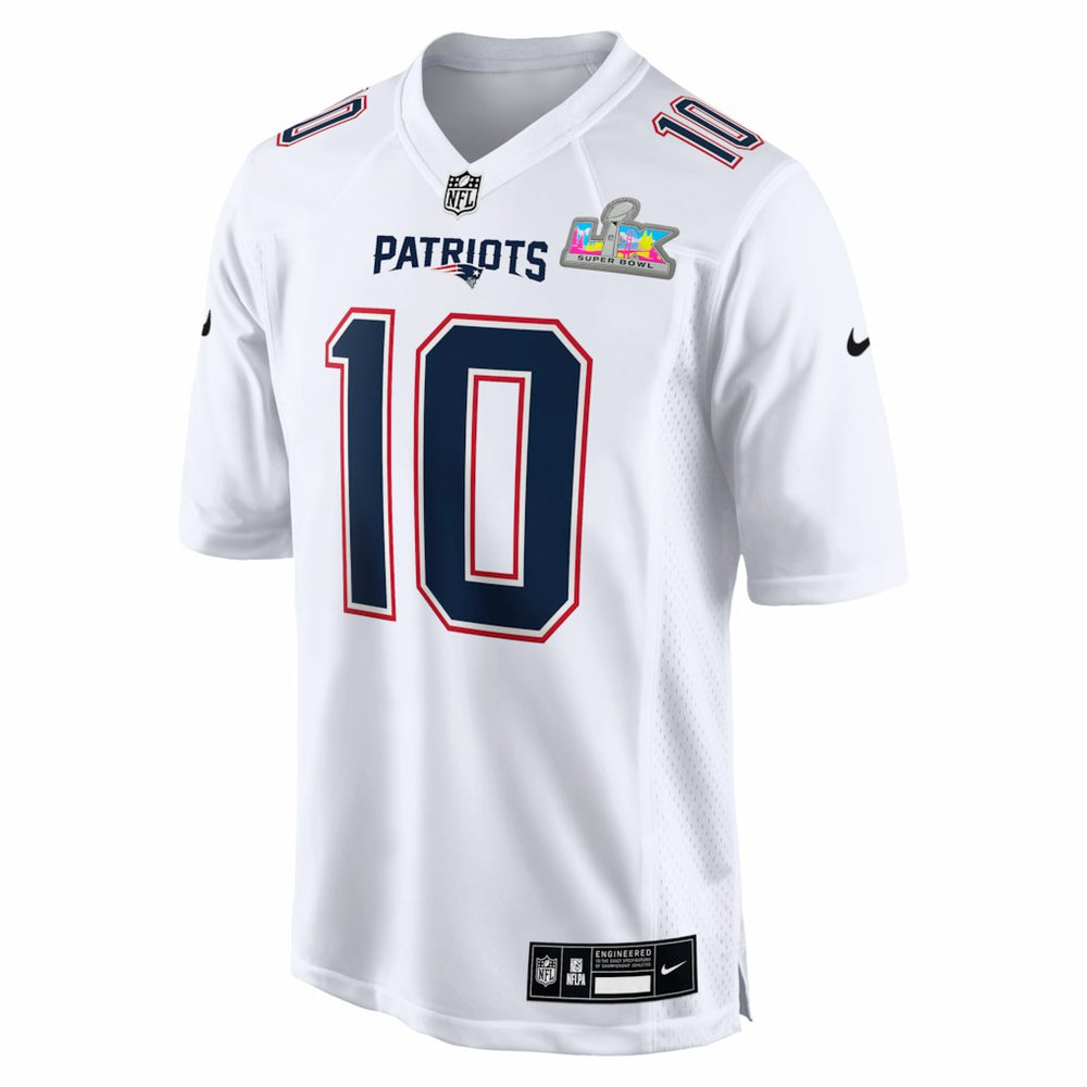 Drake Maye New England Patriots Super Bowl LX Patch Tundra Fashion Game Jersey - White Jerseys