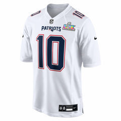 Drake Maye New England Patriots Super Bowl LX Patch Tundra Fashion Game Jersey - White Jerseys