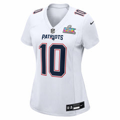 Drake Maye New England Patriots Women's Super Bowl LX Patch Tundra Fashion Game Jersey - White Jerseys