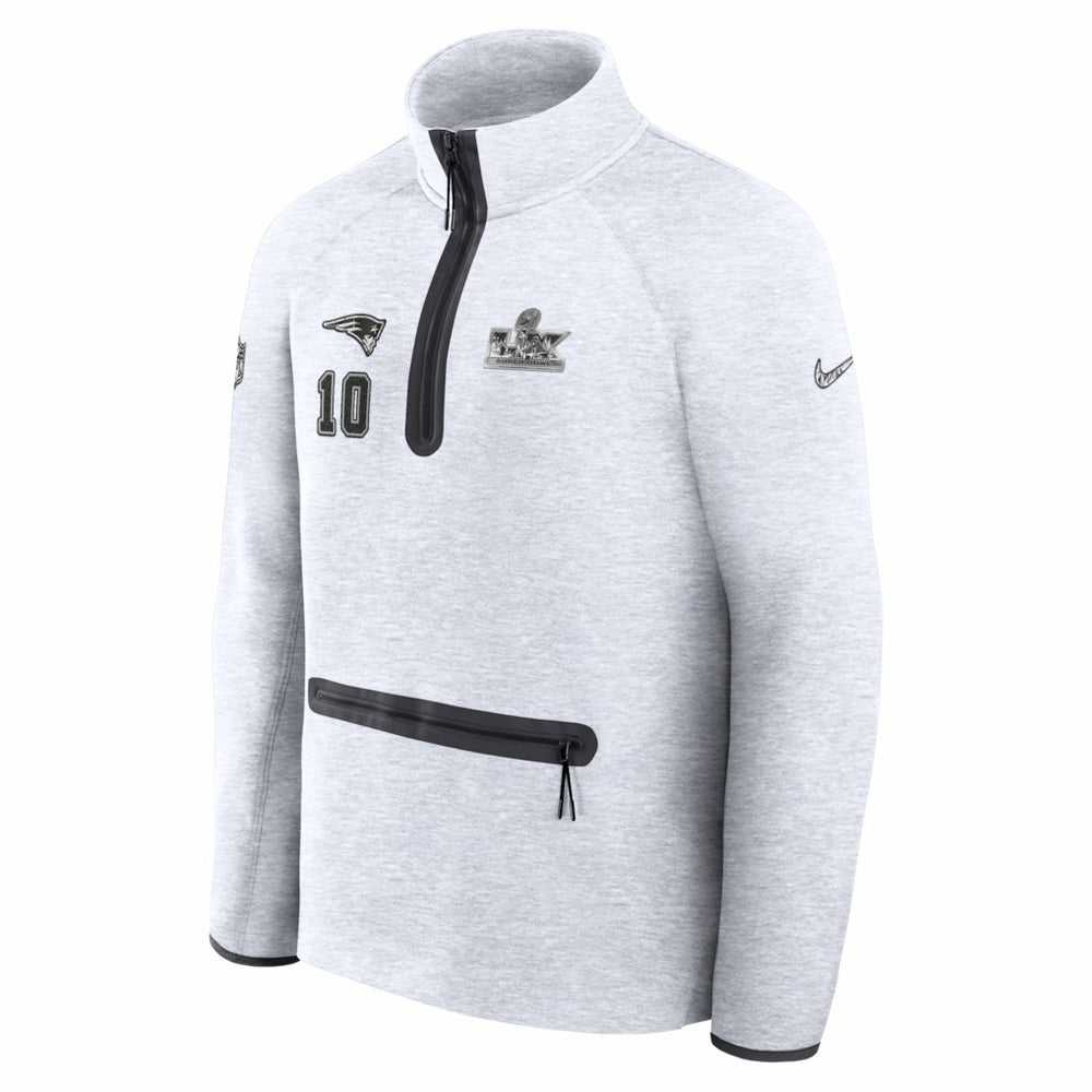 Drake Maye New England Patriots Super Bowl LX Opening Night Tech Fleece Half-Zip Sweatshirt - Gray Sweatshirts