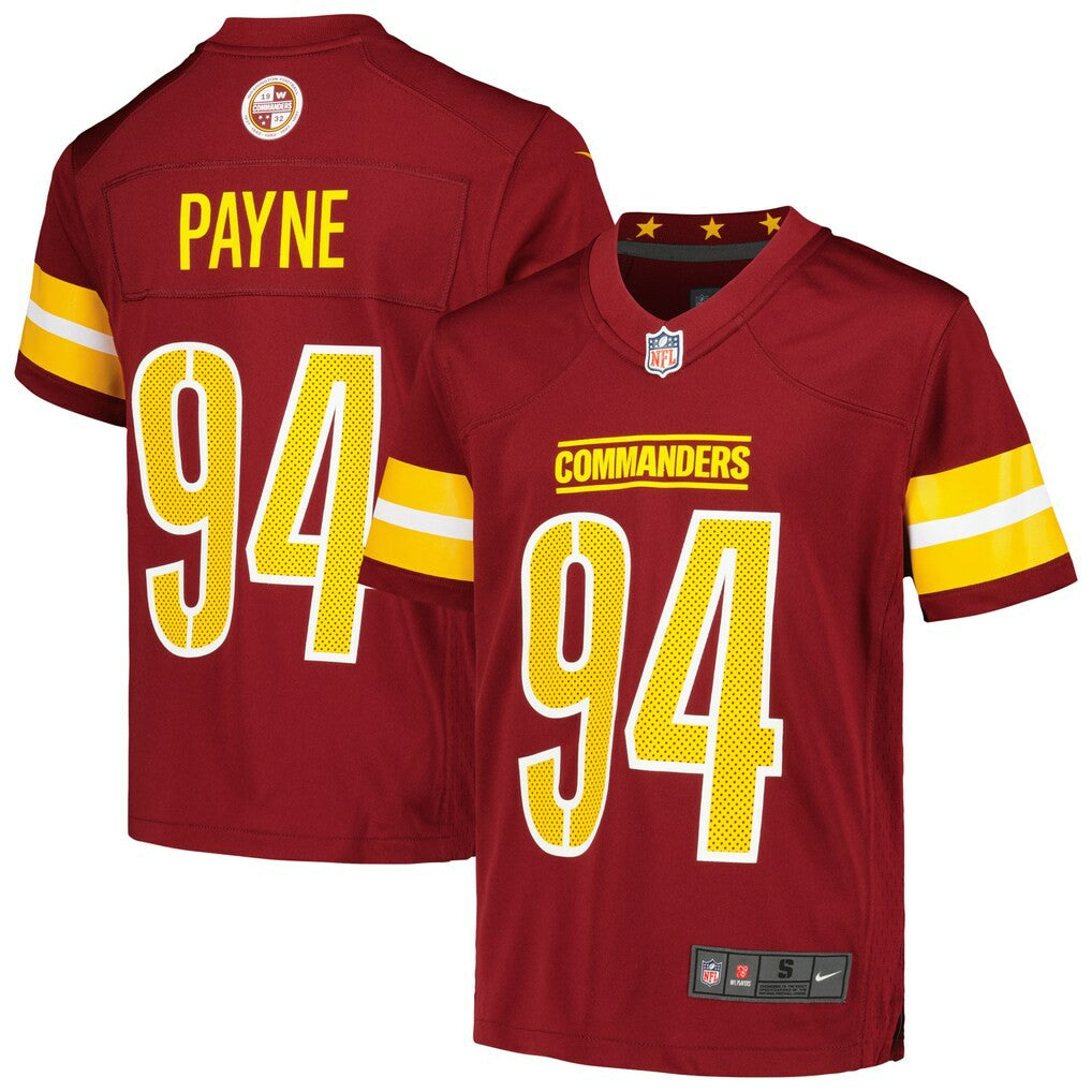 Daron Payne Washington Commanders Youth Game Jersey - Burgundy Jerseys
