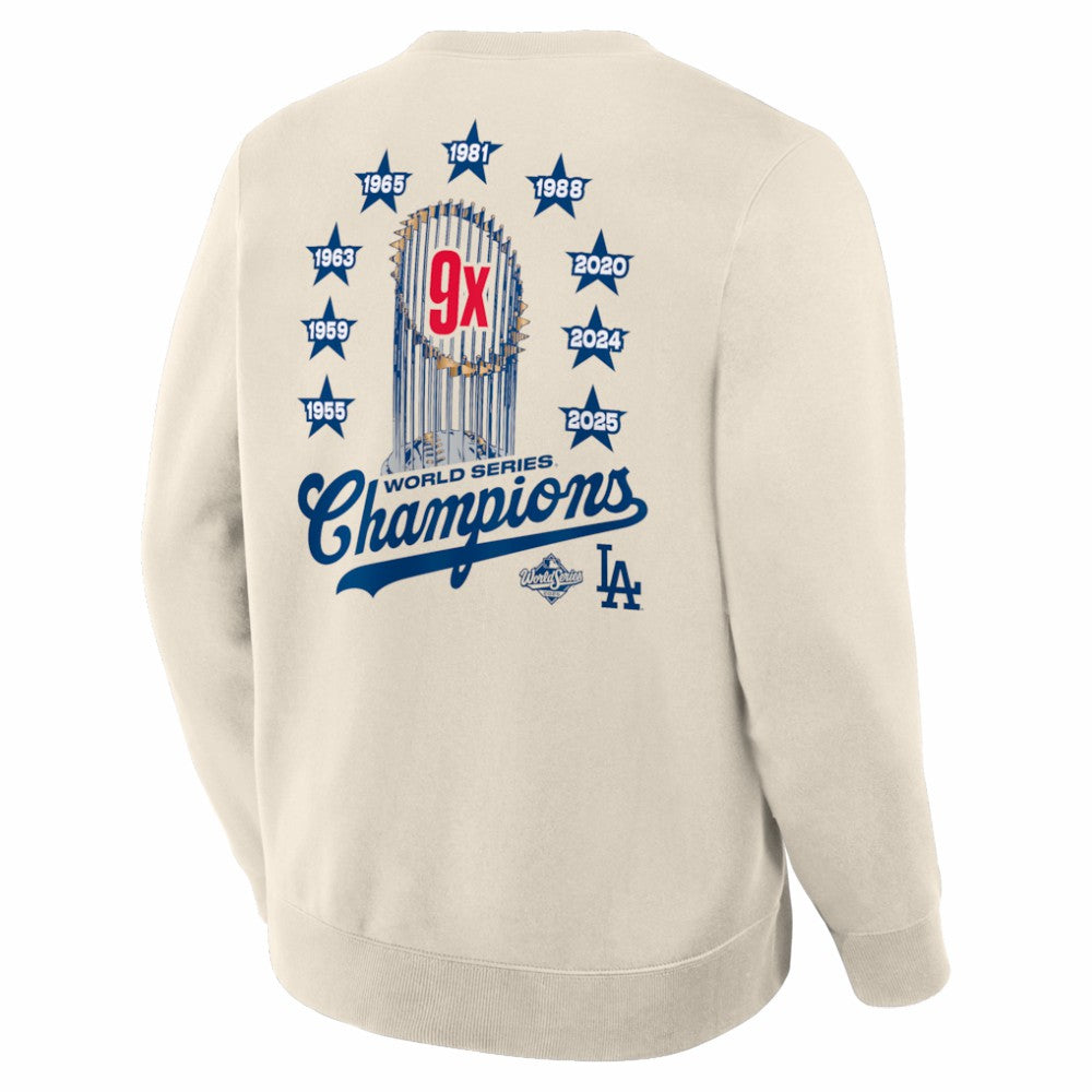 Los Angeles Dodgers Fanatics 9x Champs Crewneck Sweatshirt - Tan Sweatshirts