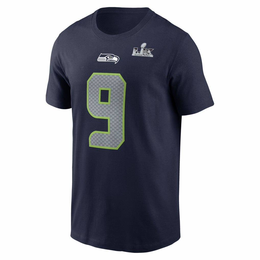 Kenneth Walker III Seattle Seahawks Super Bowl LX Patch Name & Number T-Shirt - College Navy T-shirts