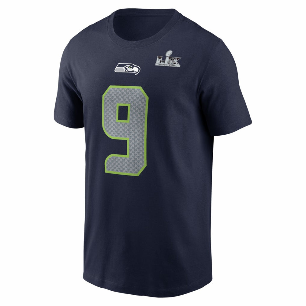 Kenneth Walker III Seattle Seahawks Super Bowl LX Patch Name & Number T-Shirt - College Navy T-shirts