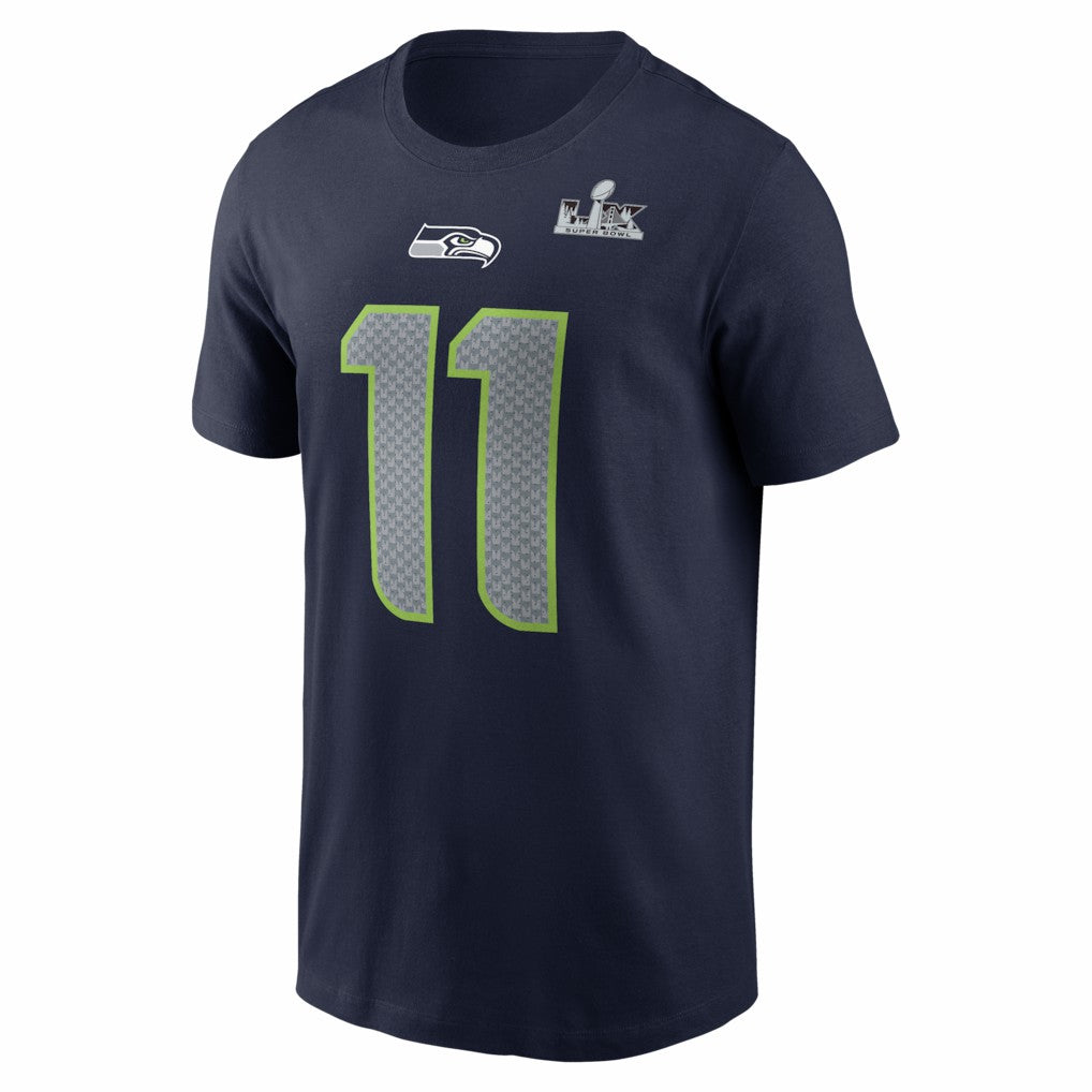 Jaxon Smith-Njigba Seattle Seahawks Super Bowl LX Patch Name & Number T-Shirt - College Navy T-shirts